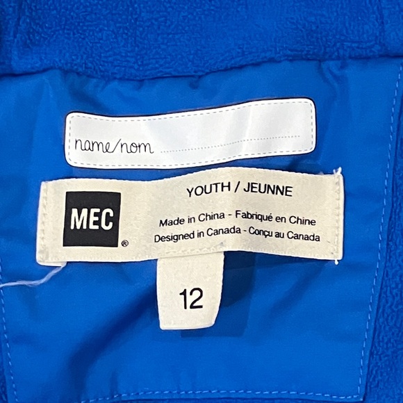 MEC size 12 kids Blue Raincoat with some reflective labels - fleece lined - Picture 2 of 16